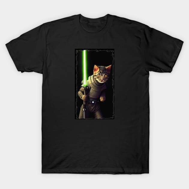 Fun Cat Print ~ AI Art ~ Fantasy Cat ~ Sci-fi Cat ~ Cats with Lightsabers T-Shirt by catsnlightsabres